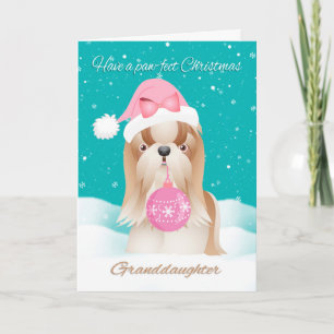 Cartes Pour Fêtes Annuelles Petite-Fille Chih Tzu Chien Avec Mignonne Santa Ch