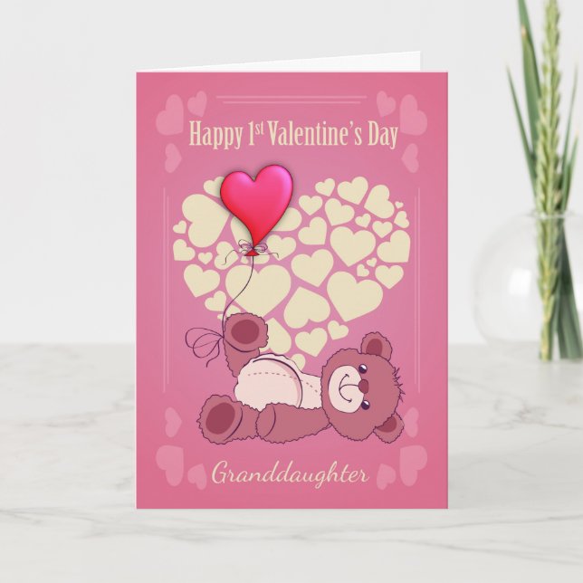 Cartes Pour Fêtes Annuelles Petite-fille, d'abord ?ère Saint-Valentin avec (Devant)