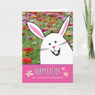 Cartes Pour Fêtes Annuelles Petite-fille de houblon de Pâques, avec le lapin