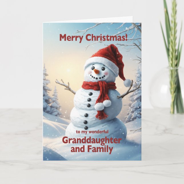 Cartes Pour Fêtes Annuelles Petite-fille et famille Noël Snowman (Devant)