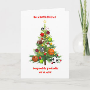 Cartes Pour Fêtes Annuelles Petite-fille et partenaire Bals d'arbre de Noël