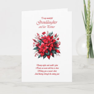 Cartes Pour Fêtes Annuelles Petite-fille et partenaire Noël Poinsettias