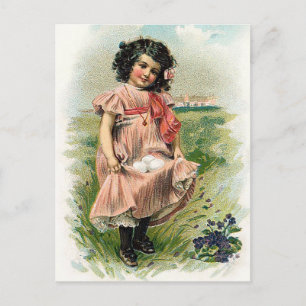 Cartes Pour Fêtes Annuelles Petite fille et ses oeufs Pâques