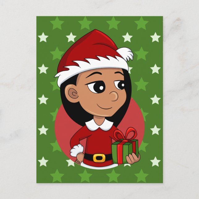 Cartes Pour Fêtes Annuelles Petite fille hispanique aux cheveux noirs longs (Devant)