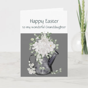 Cartes Pour Fêtes Annuelles Petite-fille Joyeuses Pâques Fleurs blanches Flora