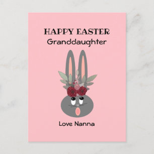 Cartes Pour Fêtes Annuelles Petite-fille Lapin Rose Pâques Personnalisé 