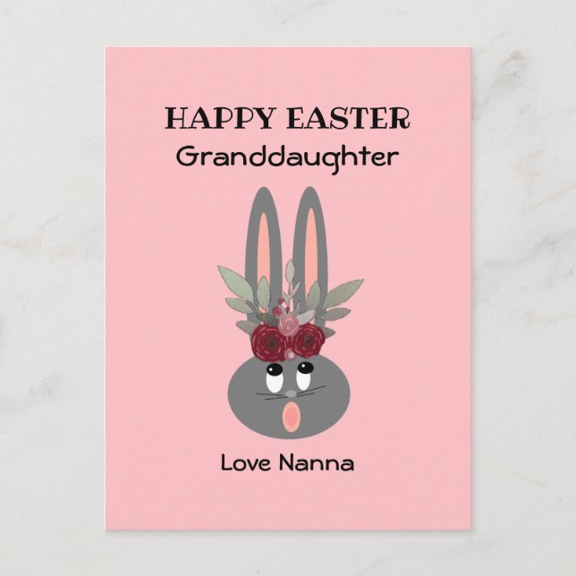 Cartes Pour Fêtes Annuelles Petite-fille Lapin Rose Pâques Personnalisé (Devant)