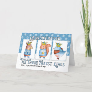 Cartes Pour Fêtes Annuelles Petite-fille Noël Trois Rois Forêts Mignonnes