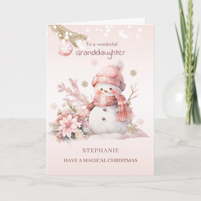 Cartes Pour Fêtes Annuelles Petite-fille Rose Noël Fille des neiges (Devant)