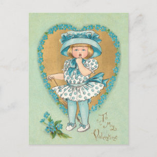 Cartes Pour Fêtes Annuelles Petite fille Vintage mignonne avec salutation Vale