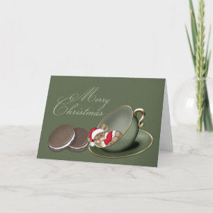 Cartes Pour Fêtes Annuelles Petite Souris Attendant le Père Noël