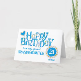 Cartes Pour Fêtes Annuelles Petites-filles 21e Anniversaire Daisies Word Art C