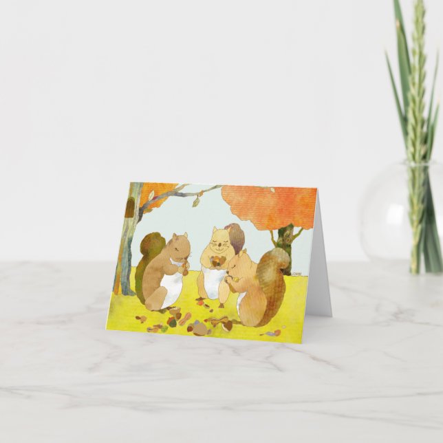 Cartes Pour Fêtes Annuelles Petits écureuils Fête de Thanksgiving (Devant)