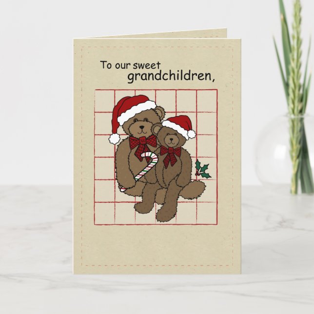 Cartes Pour Fêtes Annuelles Petits-enfants Noël Pays Nounours (Devant)