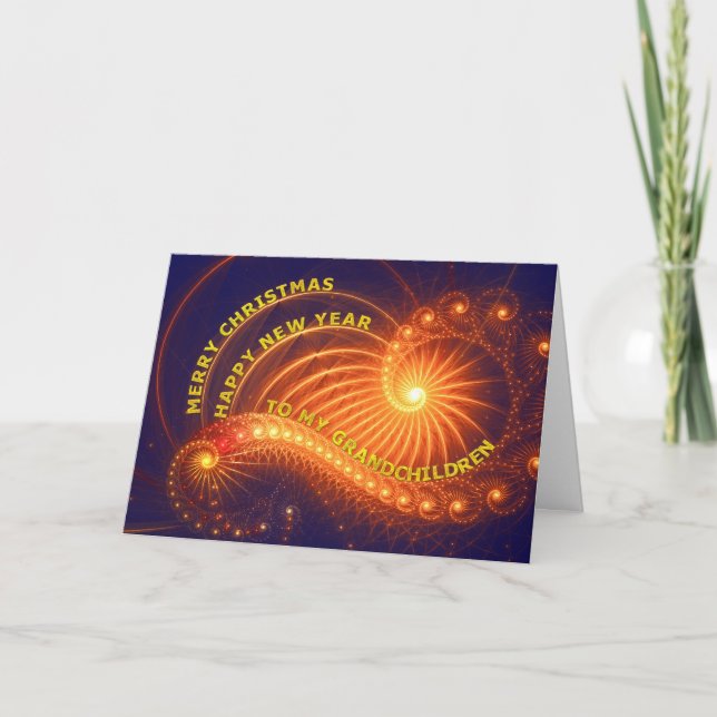 Cartes Pour Fêtes Annuelles Petits-enfants, un voeu de Noël (Devant)