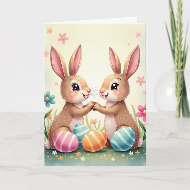 Cartes Pour Fêtes Annuelles Petits lapins de Pâques (Devant)