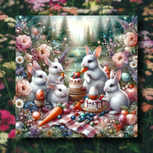 Cartes Pour Fêtes Annuelles Petits lapins et oeufs Brunch de Pâques (Créateur téléchargé)