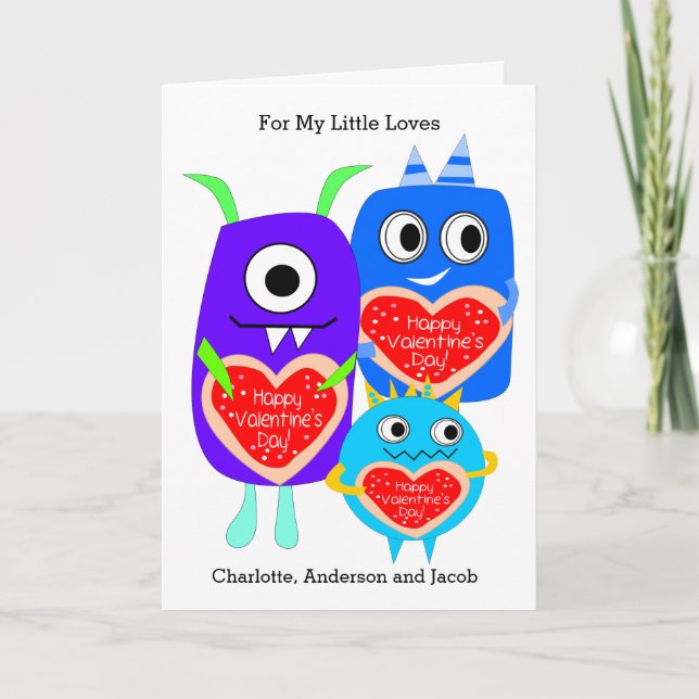 Cartes Pour Fêtes Annuelles Petits Monstre Saint Valentin (Devant)