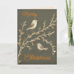 Cartes Pour Fêtes Annuelles Petits oiseaux en Branche - Voeux de Noël
