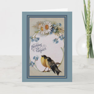 Cartes Pour Fêtes Annuelles Petits oiseaux et marguerites Salutation de Pâques