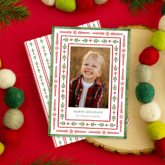 Cartes Pour Fêtes Annuelles Peuple Rouge et Vert Inspiré par l'Aquarelle Une P