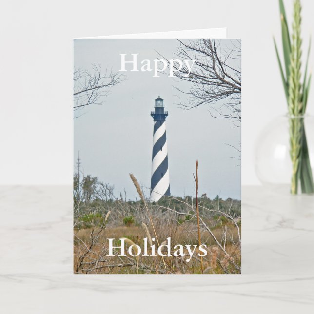 Cartes Pour Fêtes Annuelles Phare de Cape Hatteras Joyeuses Vacances (Devant)