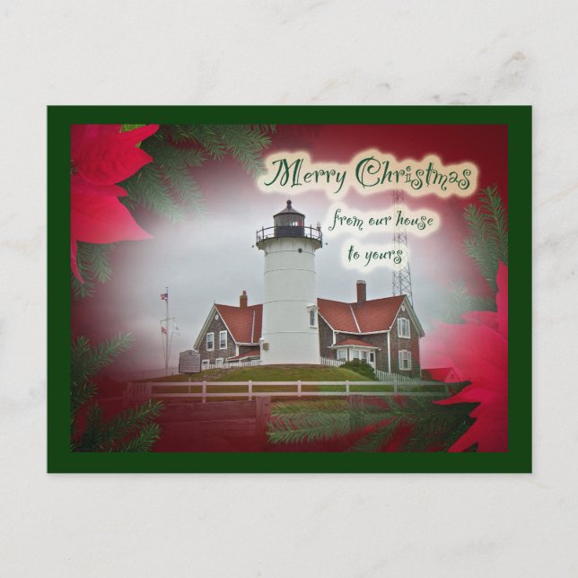 Cartes Pour Fêtes Annuelles Phare de Christmas Nobska Point (Devant)