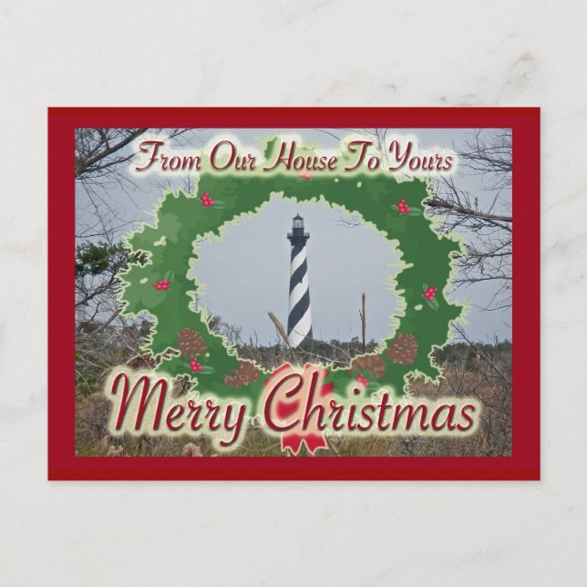 Cartes Pour Fêtes Annuelles Phare De Notre Maison Joyeux Noël (Devant)