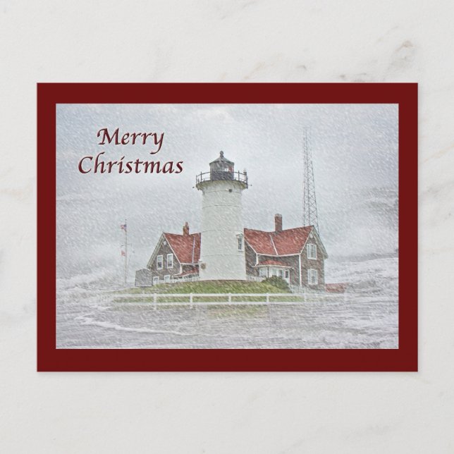 Cartes Pour Fêtes Annuelles Phare en neige Joyeux Noël (Devant)