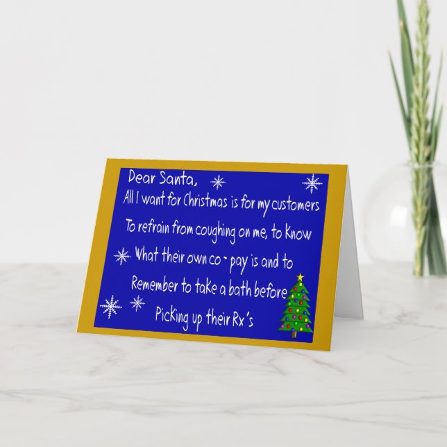 Cartes Pour Fêtes Annuelles Pharmacien "CHER PÈRE NOËL" Cadeaux de Noël (Devant)