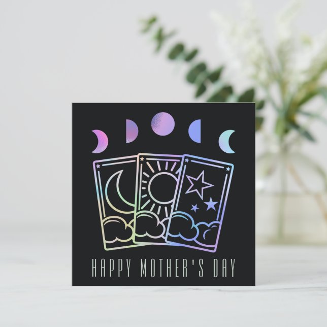 Cartes Pour Fêtes Annuelles Phase lune Tarot Fête des mères Holographie (Debout devant)