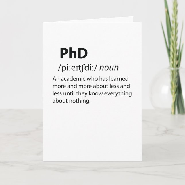 Cartes Pour Fêtes Annuelles PhD Drôle Dictionnaire Définition (Devant)