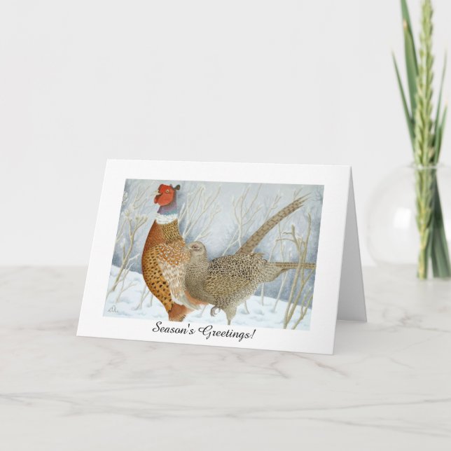 Cartes Pour Fêtes Annuelles Phéasants dans la neige (Bonnes Fêtes !) (Devant)