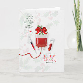 Cartes Pour Fêtes Annuelles Phlebotomy Big Draw of Joy and Cheer with Name