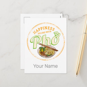 Cartes Pour Fêtes Annuelles Pho Soup Retro Street Food Vintage Gourmande Vietn