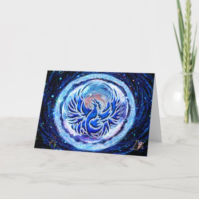 Cartes Pour Fêtes Annuelles Phoenix bleu (Devant)