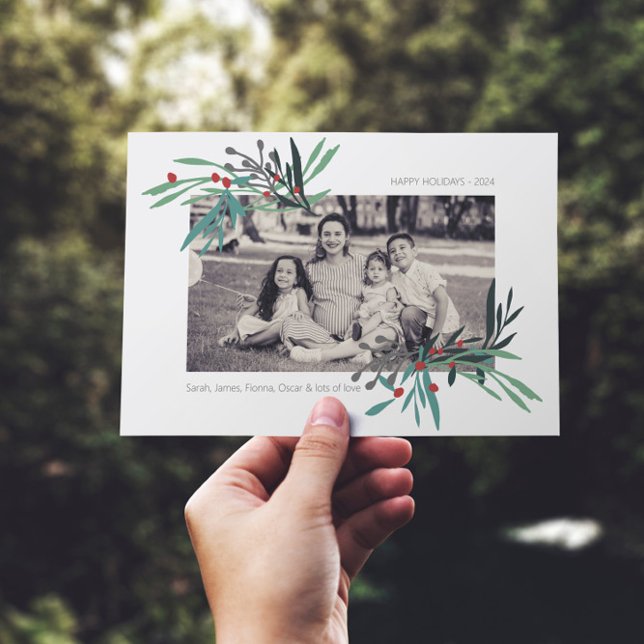Cartes Pour Fêtes Annuelles Photo à motifs botaniques illustrés (Créateur téléchargé)