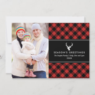 Cartes Pour Fêtes Annuelles Photo à plaid noir et rouge de Buffalo