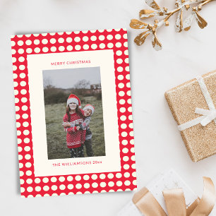 Cartes Pour Fêtes Annuelles Photo à points géométriques rouge et blanc de Noël