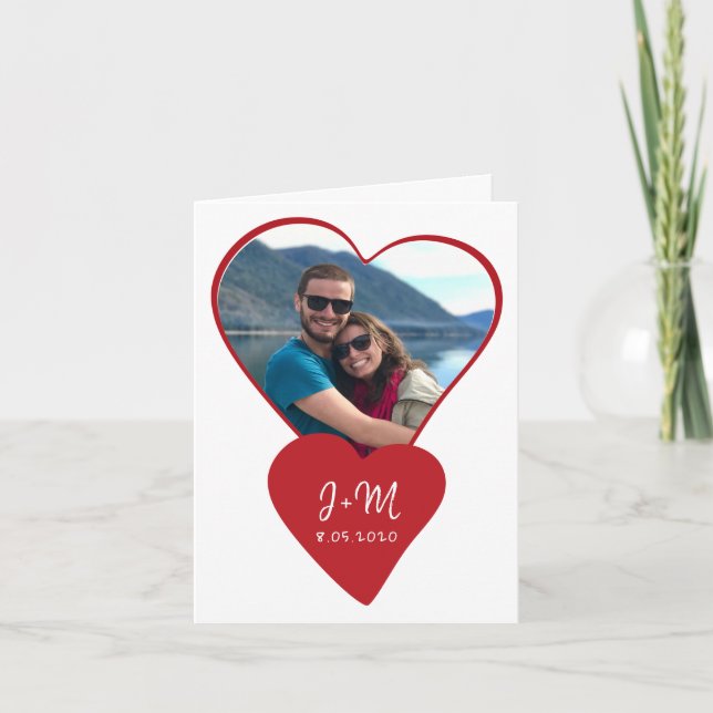 Cartes Pour Fêtes Annuelles Photo amour deux initiales coeur Saint Valentin (Devant)
