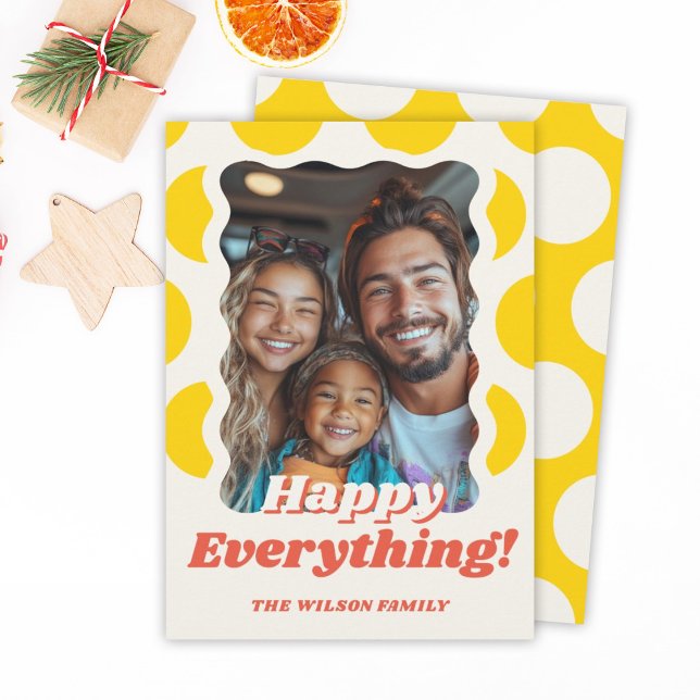 Cartes Pour Fêtes Annuelles Photo amusant et élégant avec des points rétro pou (Créateur téléchargé)