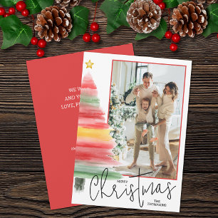 Cartes Pour Fêtes Annuelles Photo Arbre de Noël de l'aquarelle