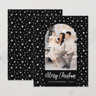 Cartes Pour Fêtes Annuelles Photo Arch Étoiles Joyeux Noël Noir et Blanc