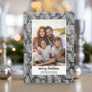 Cartes Pour Fêtes Annuelles Photo - Black Pine Border - script Joyeux Noël