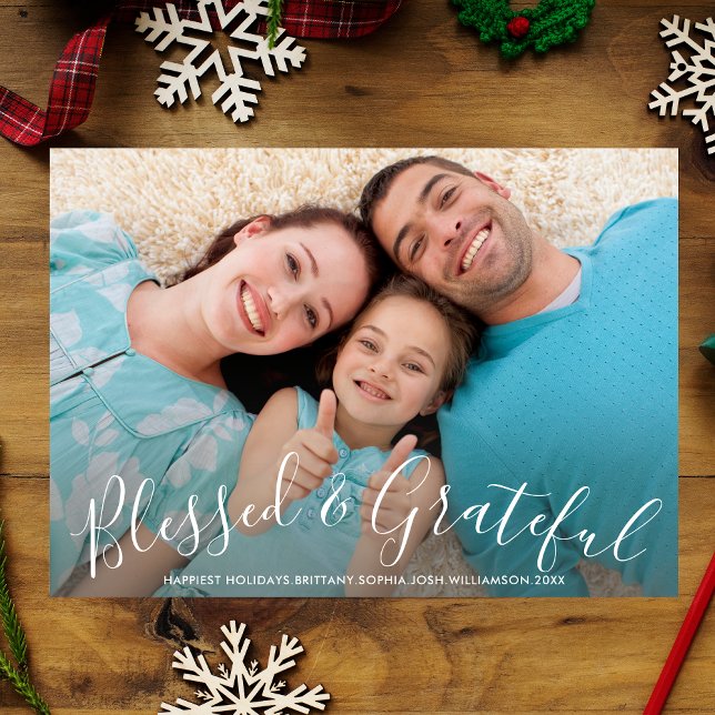 Cartes Pour Fêtes Annuelles Photo Blessed & Grateful Christmas Holiday Fun (Créateur téléchargé)