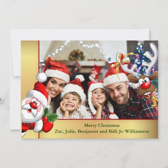 Cartes Pour Fêtes Annuelles Photo Bombe Père Noël Reindeer Famille Photo Noël (Devant)