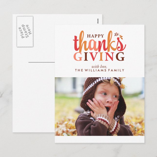 Cartes Pour Fêtes Annuelles Photo bon thanksgiving (Devant / Derrière)