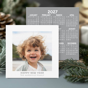 Cartes Pour Fêtes Annuelles Photo bord blanc Calendrier HNY et 2027