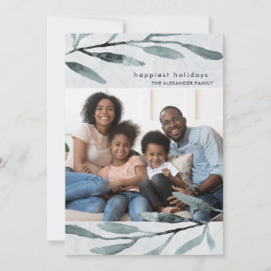 Cartes Pour Fêtes Annuelles Photo botanique bleue simple et moderne