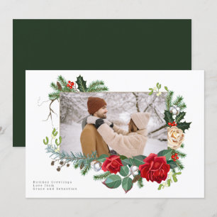 Cartes Pour Fêtes Annuelles Photo botanique de vacances d'hiver personnalisée